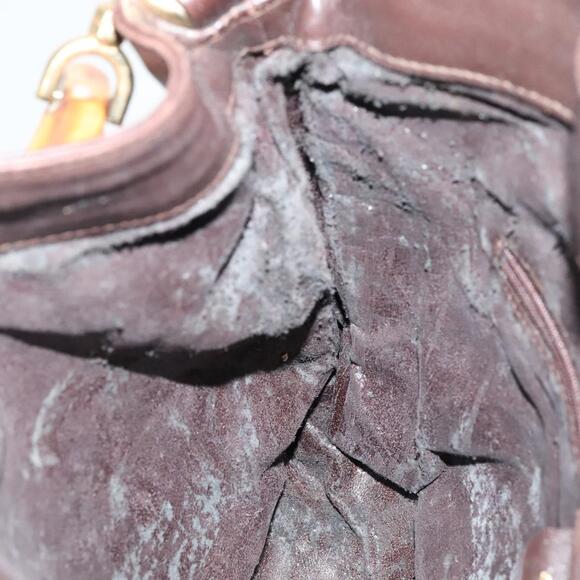 GUCCI Bamboo Hand Bag Leather Brown Gold 001 1705 001 1705 - Picture 16 of 16